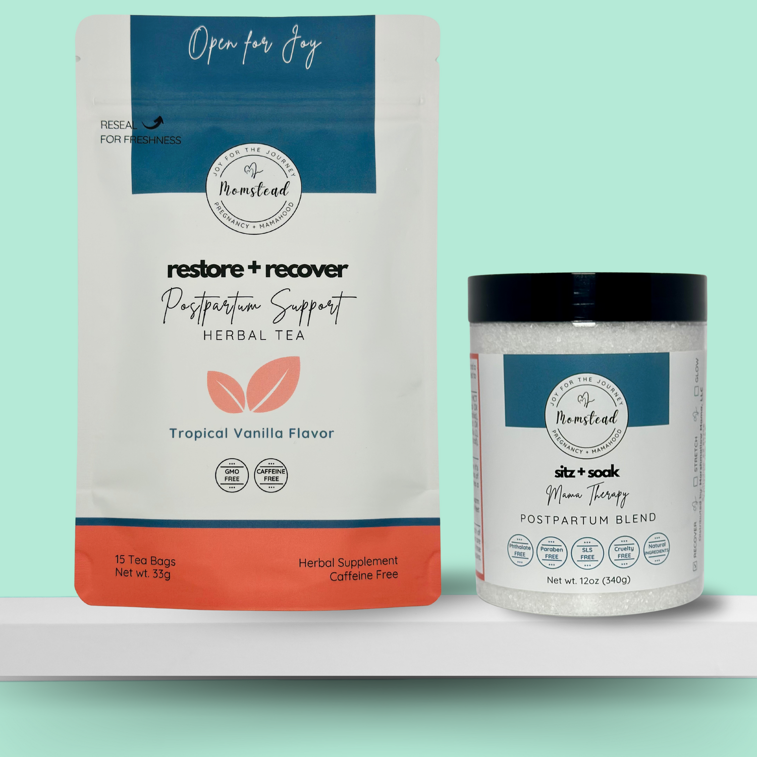 Momstead postpartum duo - Restore and Recover Postpartum Support Tea and Sitz ad Soak Mama Therapy Postpartum Sitz Bath Soak