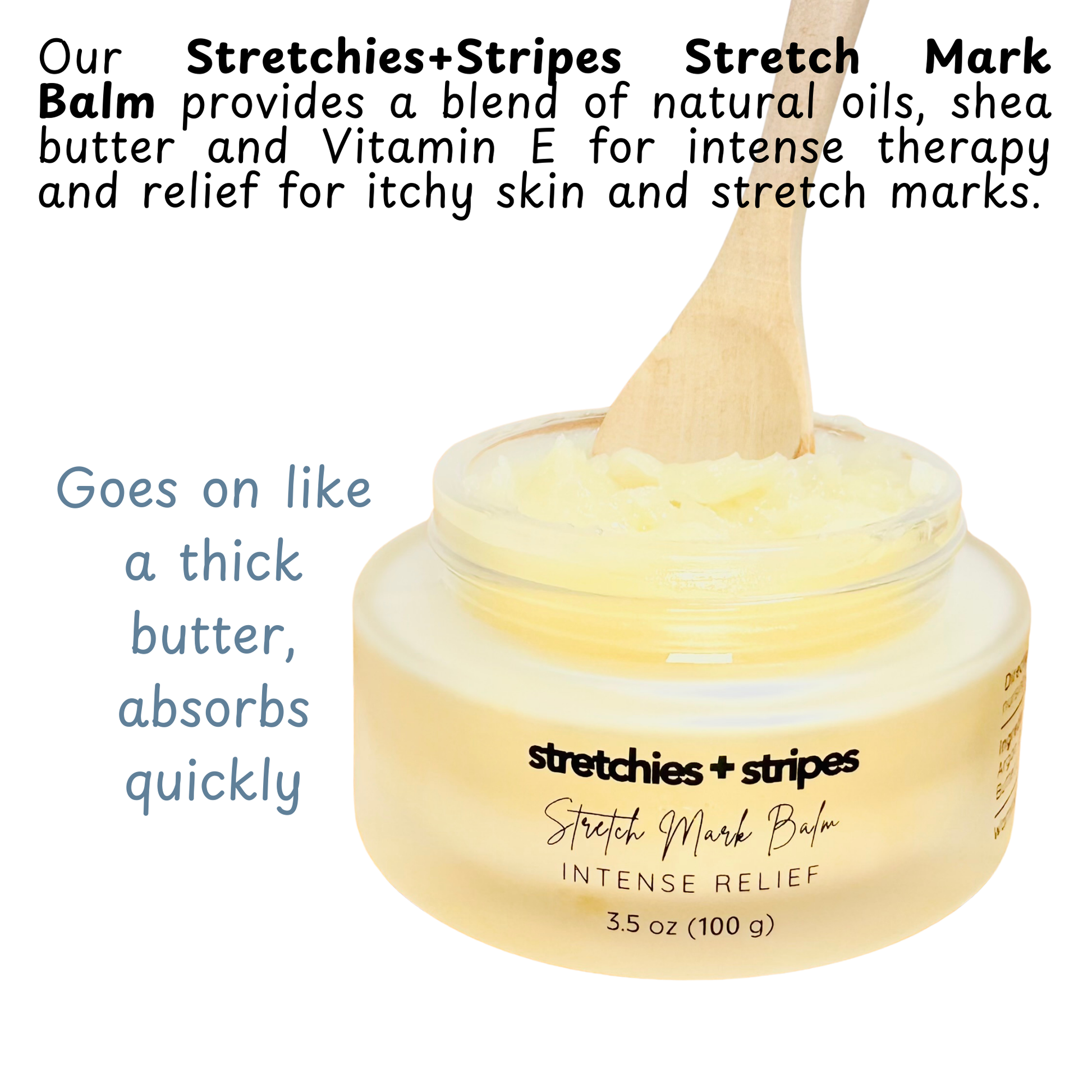 Momstead Stretchies and Stripes Stretch Mark Balm goes on like a thick butter